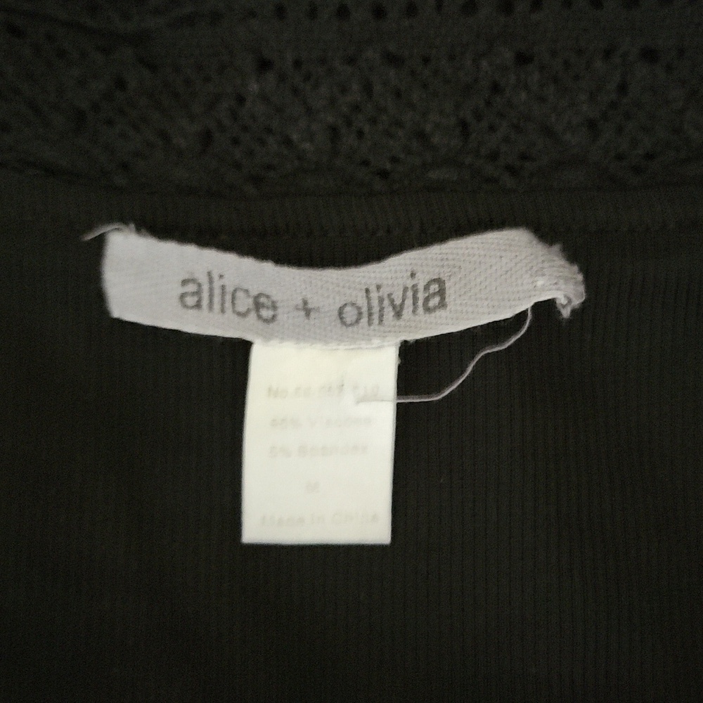 Alice + Olivia Black Dress Size Medium Crochet Lace - Picture 7 of 9